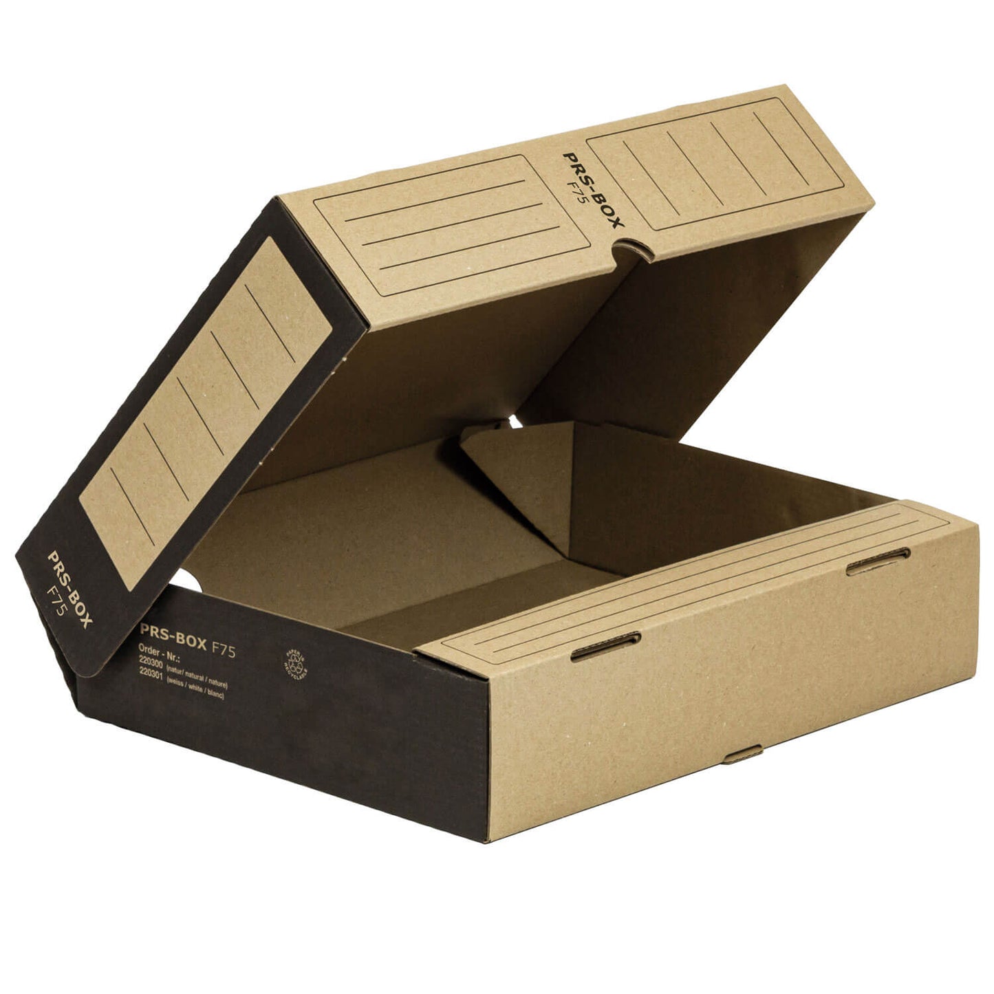 PRS storage box F75, natural/black, 75mm, 20 pieces