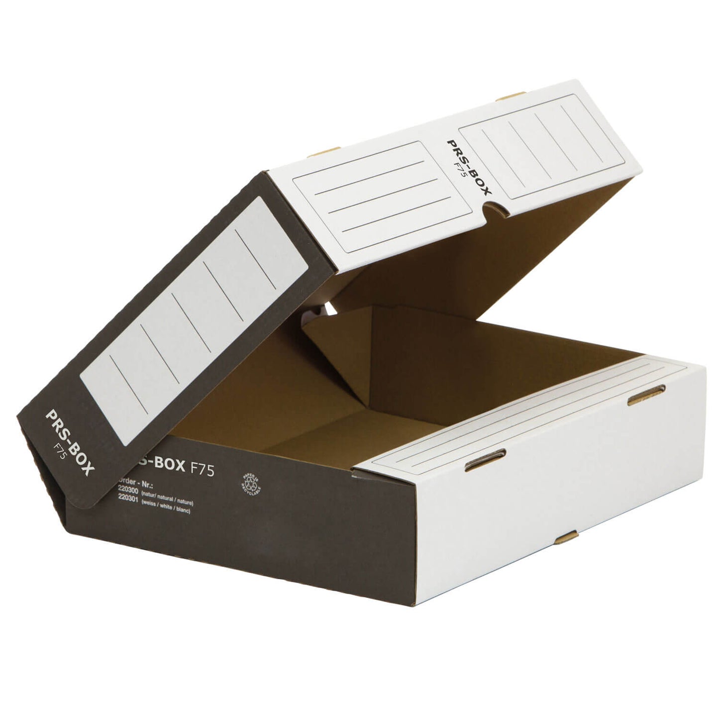 PRS storage box F75, white/black, 75mm, 20 pieces