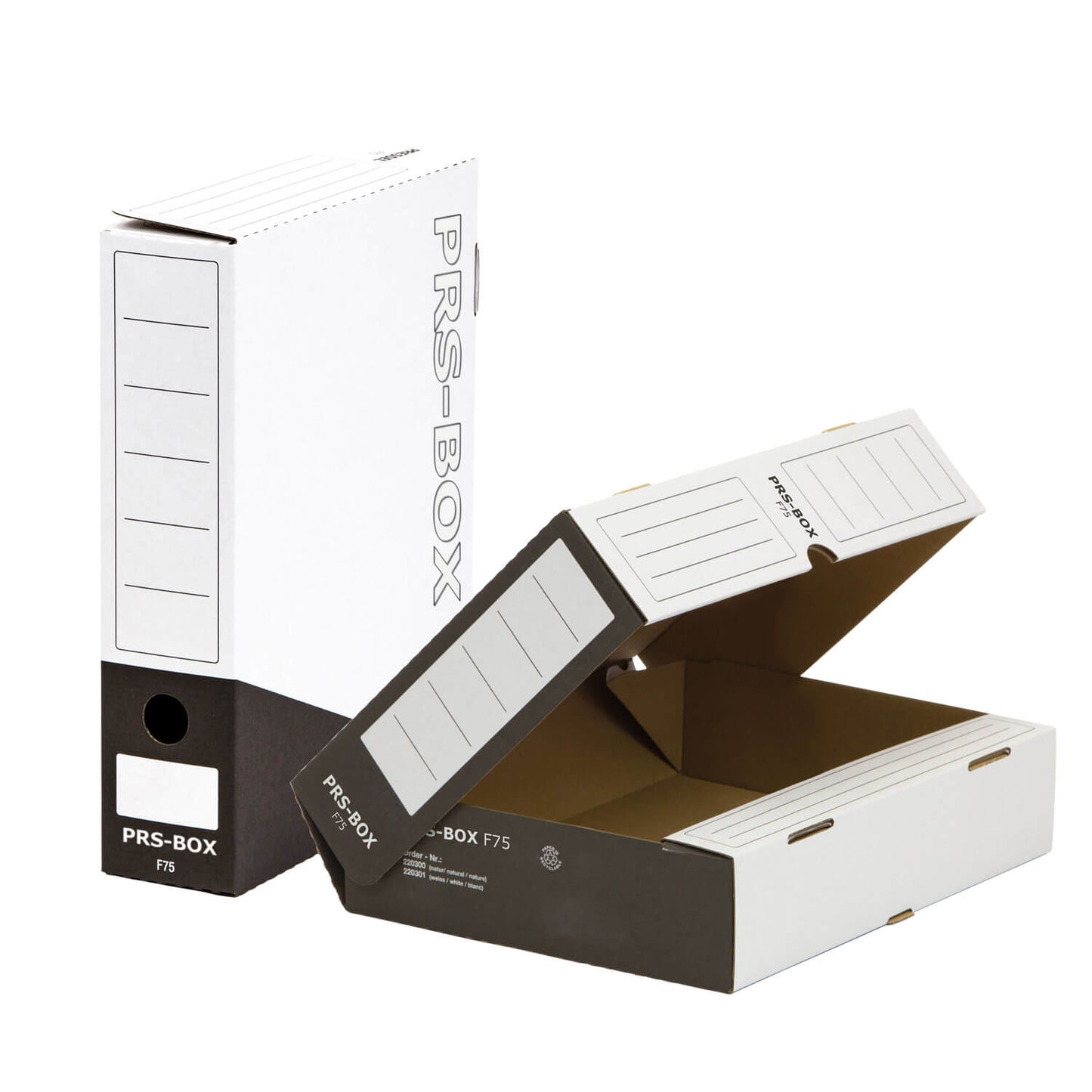 PRS storage box F75, white/black, 75mm, 20 pieces