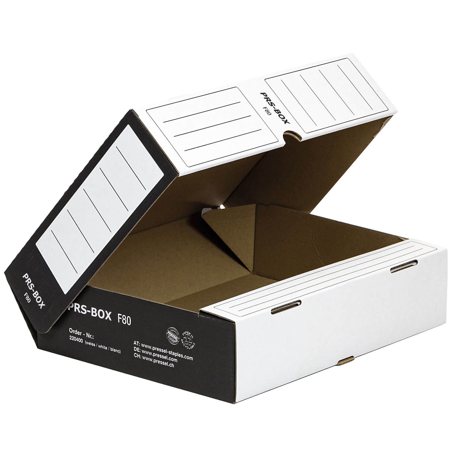 PRS storage box F80, white/black, 80mm, 20 pieces