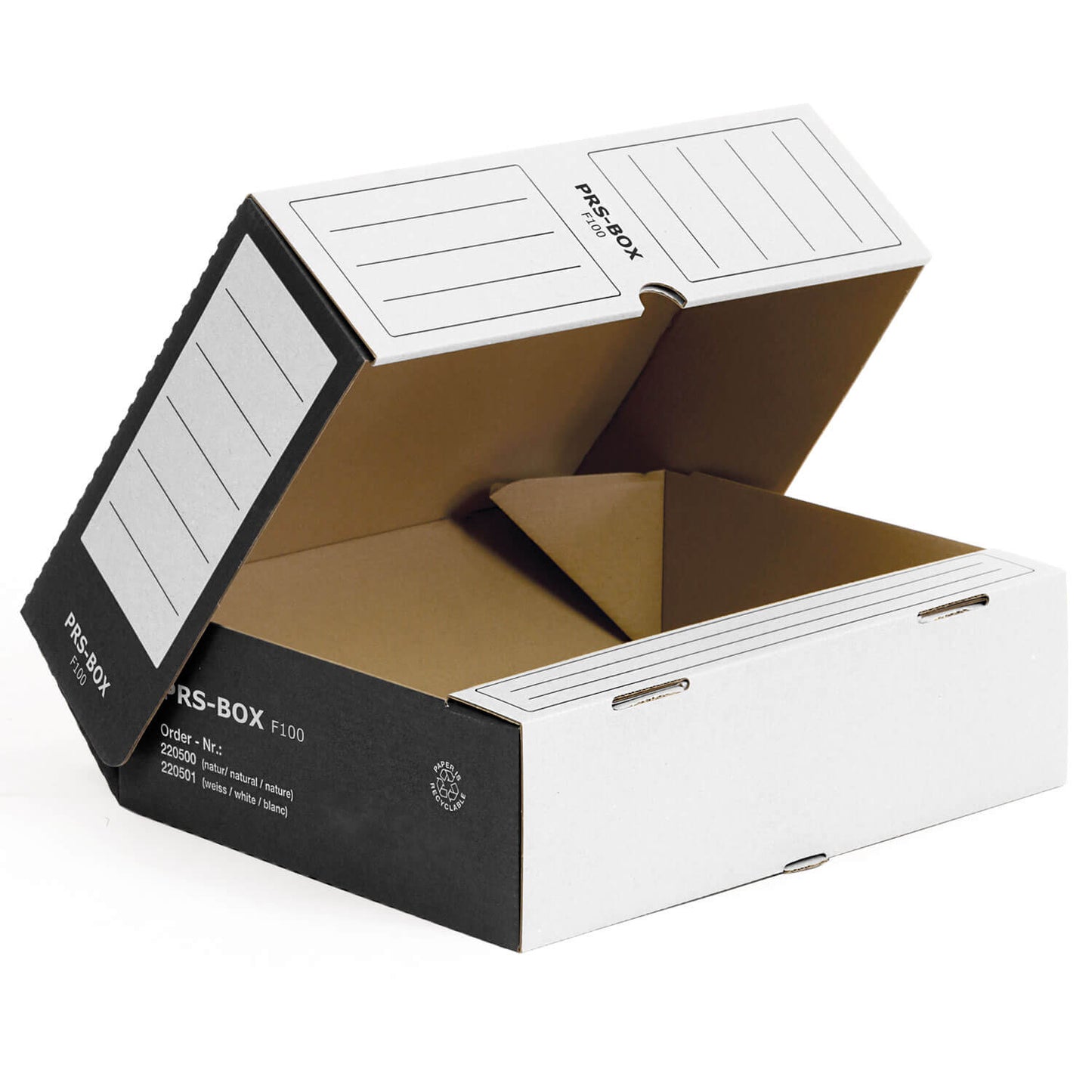 Boîtes de rangement Pressel F100, blanc/noir, 100 mm, 20 pièces