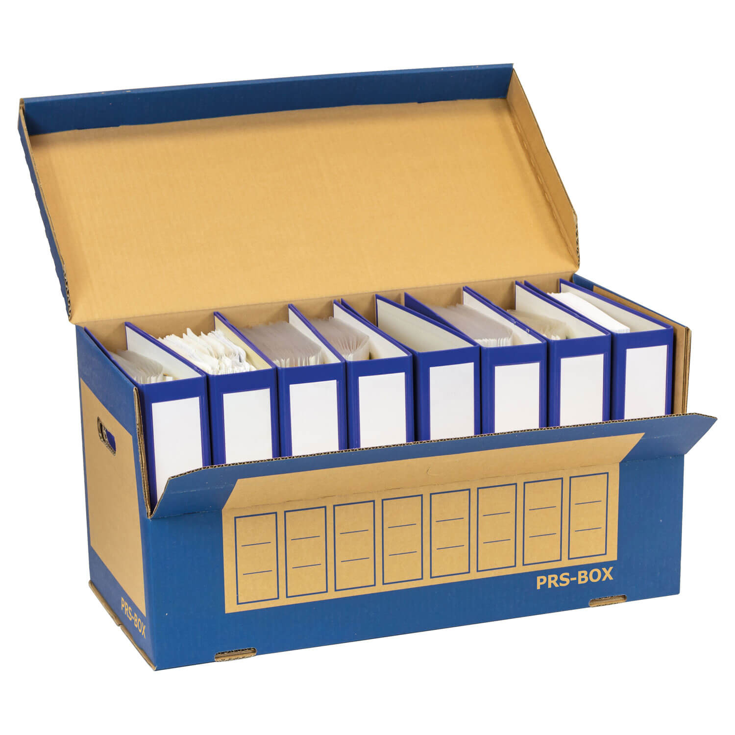PRS Ordner Archiv-Box für 8 Ordner, Natur/Blau, 10 Stück – PRS-Box