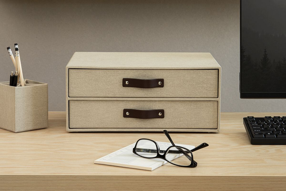 BIGSO Ladenset BIRGER mit 2 Laden, A4, Leinen, 1 Stück - Ab Mitte Dezember erhältlich