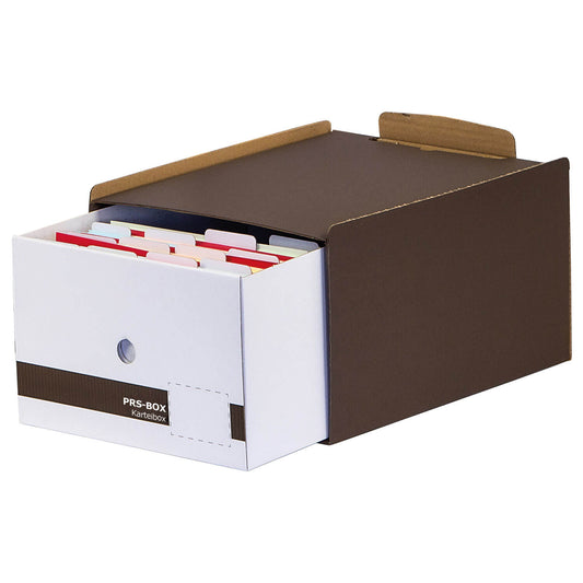 PRS card index box A5, brown, 10 pieces